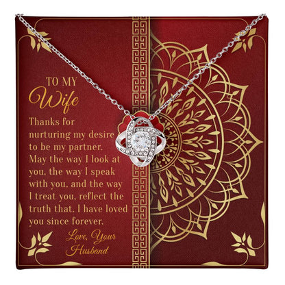 Wife Necklace Gift from Husband with Mandala Design Card