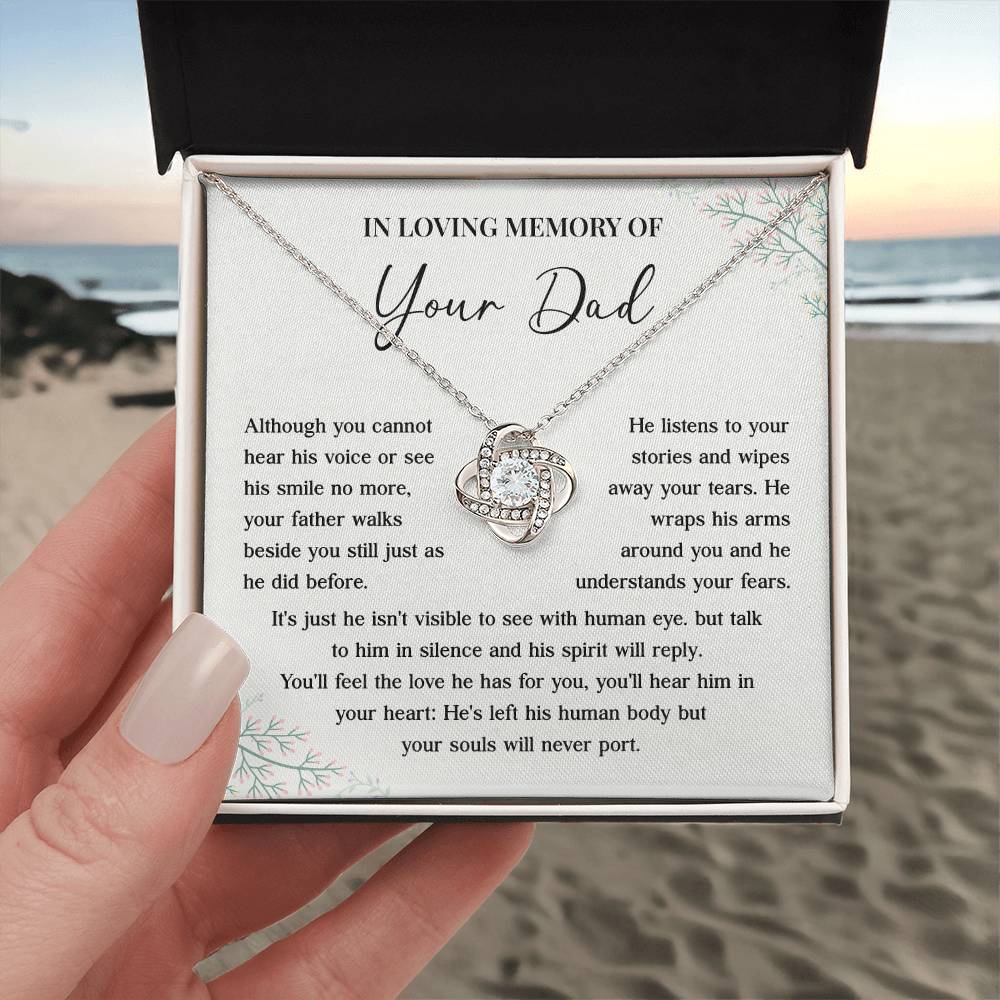 Memorial Necklace for Dad Loss with Message Card