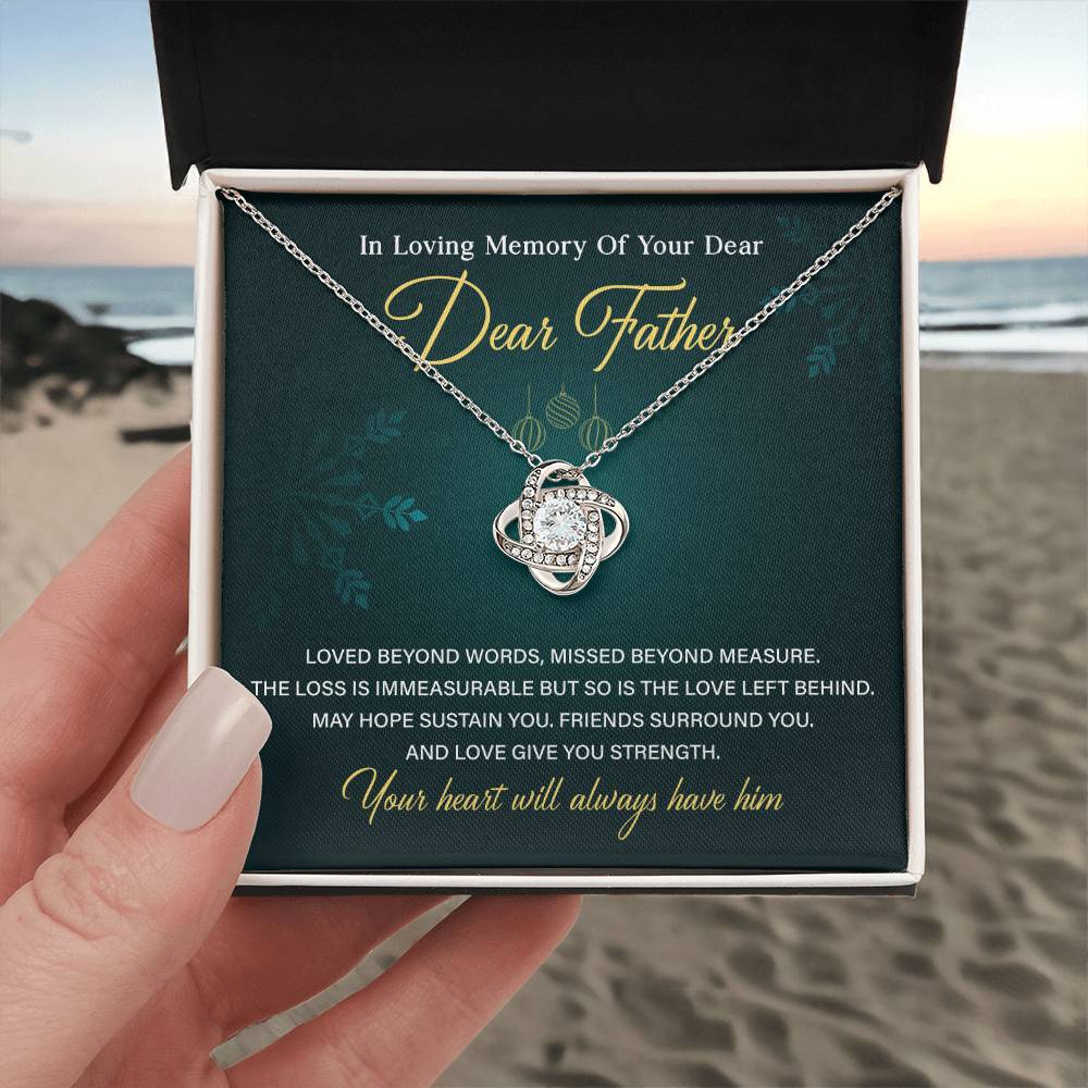 Memorial Necklace for Loss of Father with Card