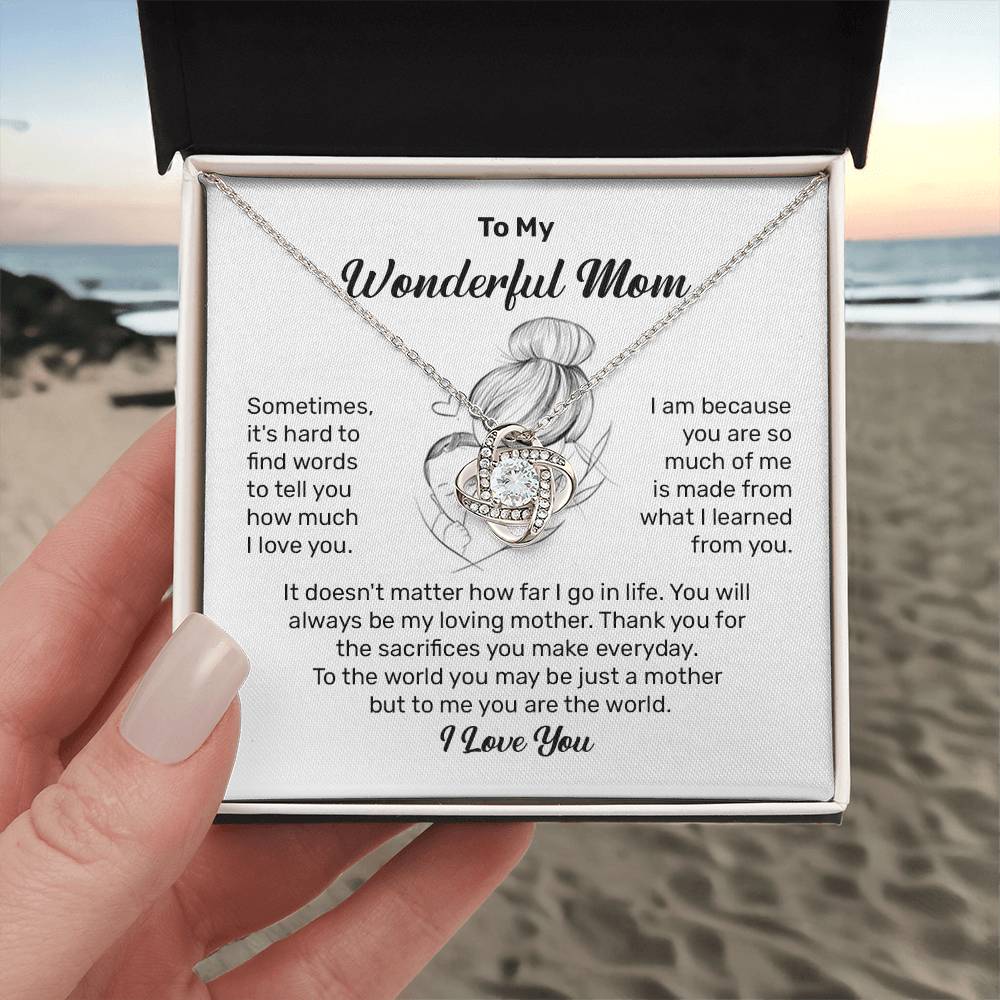 To My Wonderful Mom Heartfelt Necklace For Her Loving Jewelry For Mother's Day Thank You Gift Sentimental Necklace For Care Loving Pendant For A Cherished Bond Sentimental Pendant Appreciation Necklace For Her Thoughtful Necklace For Love And Support