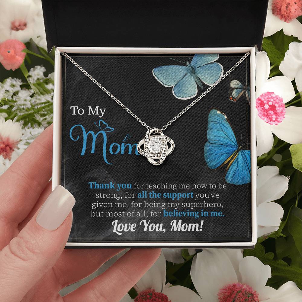 To My Mom Necklace Gift, Special Mother's Gifts, Mom Birthday Gift, Mother's Gift For Mom From Daughter And Son, 925 Silver Necklace Love Knot Necklace With Meaningful Message Card And Box.