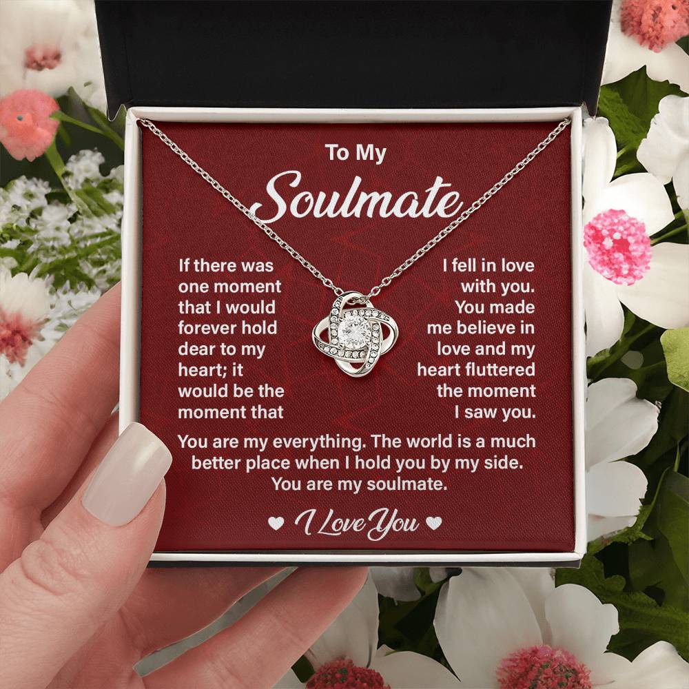 Soulmate Necklace Gift for Her with Love Quote