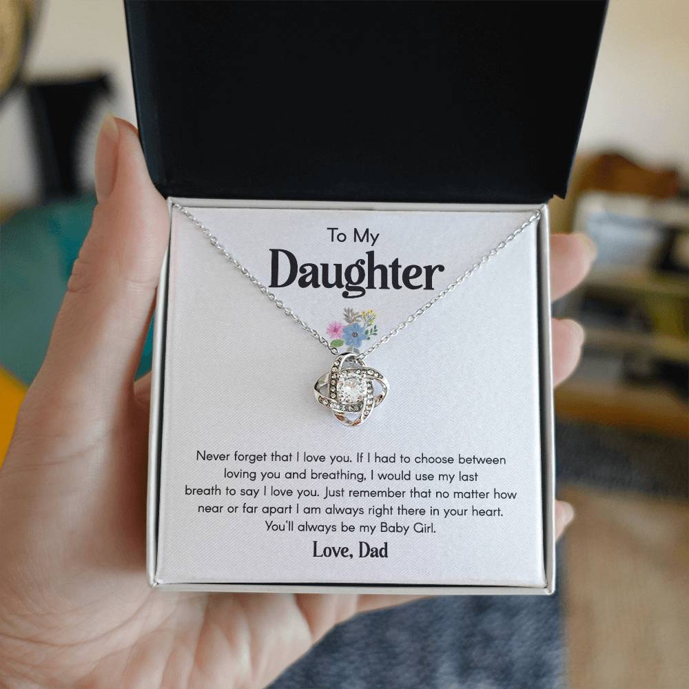 Daughter Necklace from Dad Floral Message Card Jewelry