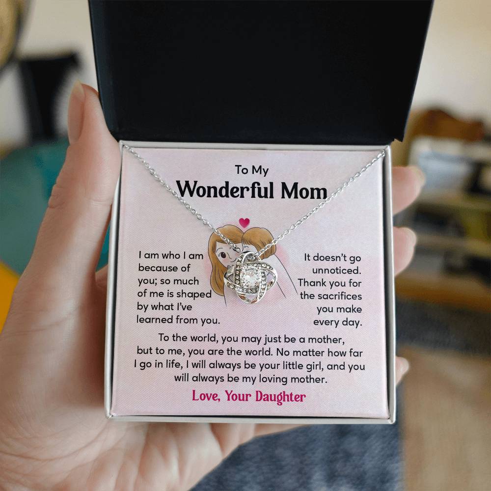 To My Wonderful Mom, Wonderful Mom Pendant Heartfelt Necklace For Her Thank You Gift For Sacrifice Sentimental Necklace For Love Loving Pendant Sentimental Pendant Appreciation Necklace For Her Special Pendant For A Mother Love Loving Pendant For Support