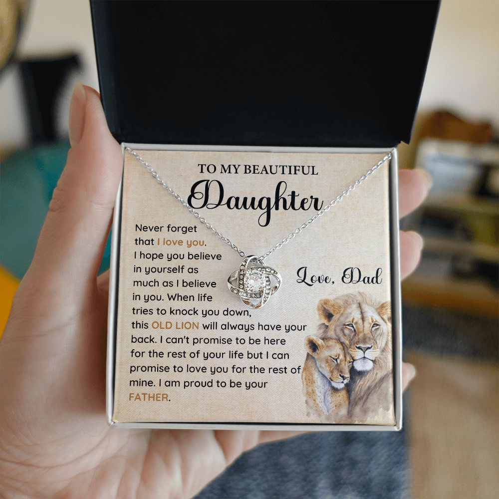 Lion Dad to Daughter Necklace Gift with Message Card