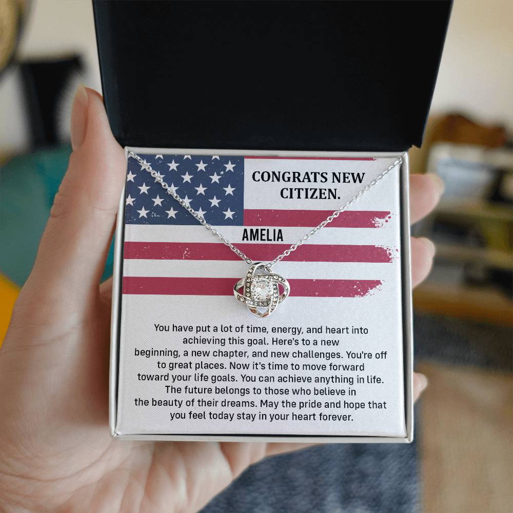 Congrats Necklace For New U.s. Citizen Amelia Necklace For New U.s. Citizen Necklace With Citizenship Message Gift For Citizenship Milestone Necklace For Official U.S Citizen Gift For American Citizenship Success Necklace For US Naturalization Celebration