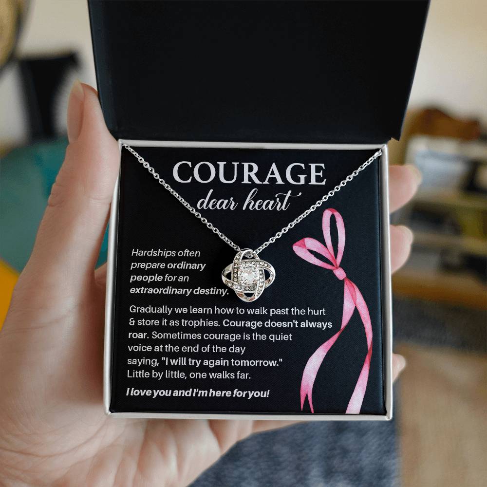 Courage, Dear Heart Overcoming Hardships Necklace Courage Necklace Extraordinary Destiny Jewelry Meaningful Gift For Cancer Patients Supportive Gift For Fighters Never Give Up Necklace Breast Cancer Necklace For Soulmate