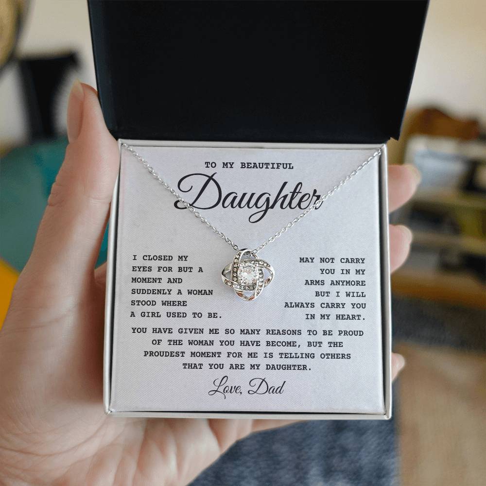 Daughter Necklace Gift from Dad – Message Card Jewelry Box