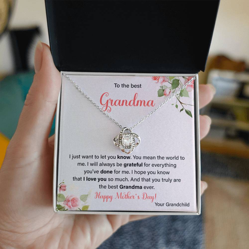 To The Best Grandma Grandmother Appreciation Necklace Love From Grandchild Gift Happy Mother’s Day For Her Sentimental Grandma Necklace Heartfelt Message For Old Lady Thank You Gift Gift For Special Person