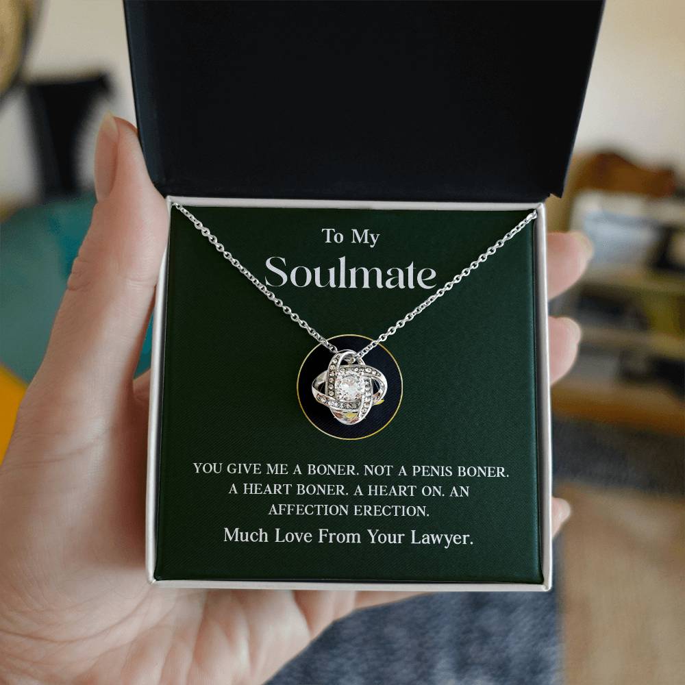 Funny Soulmate Necklace Gift from Lawyer Love Knot Box