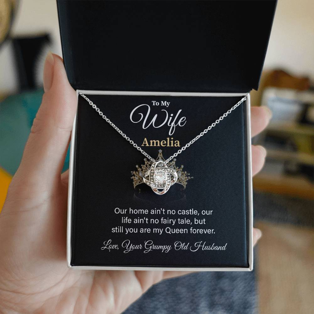 To My Wife Amelia Necklace – Romantic Jewelry Gift From Your Grumpy Old Husband, Celebrating Love And Your Forever Queen