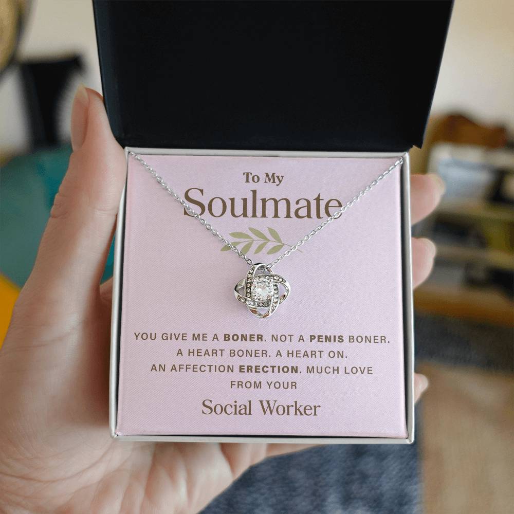 Funny Soulmate Necklace Gift from Social Worker – Gift Box