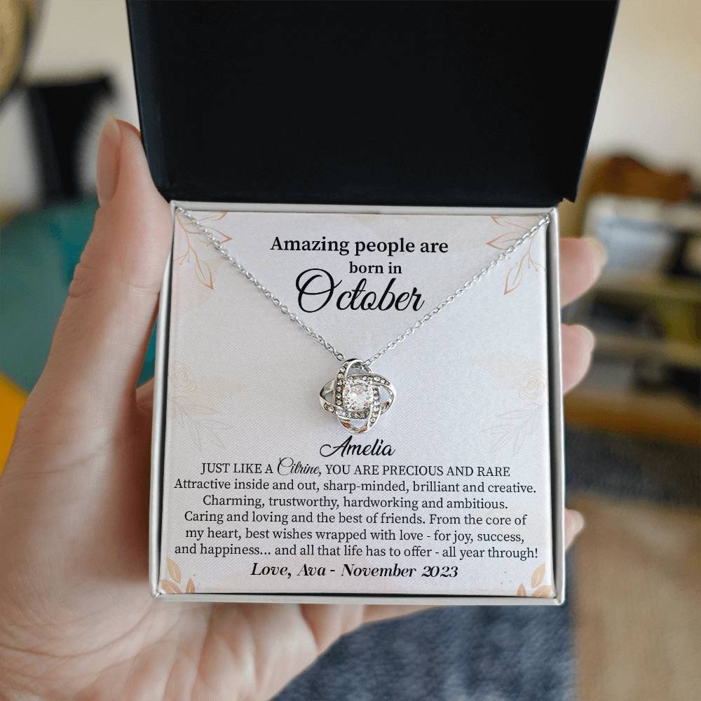 October Birthday Gift for Her – Necklace with Gift Card
