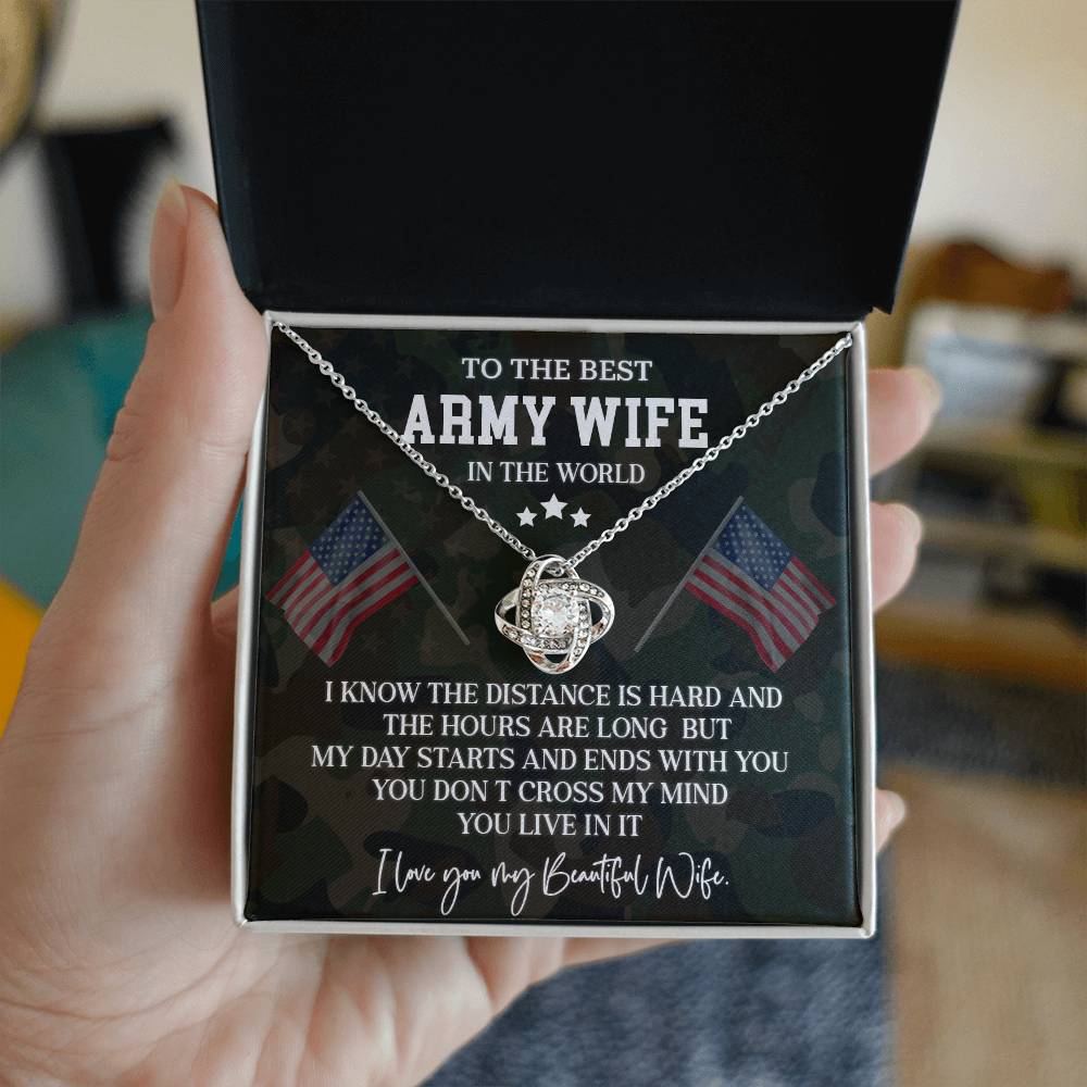 Army Wife Necklace - To The Best Wife In The World, A Tribute To Love Across Distance - Heartfelt Gift For My Beautiful Wife