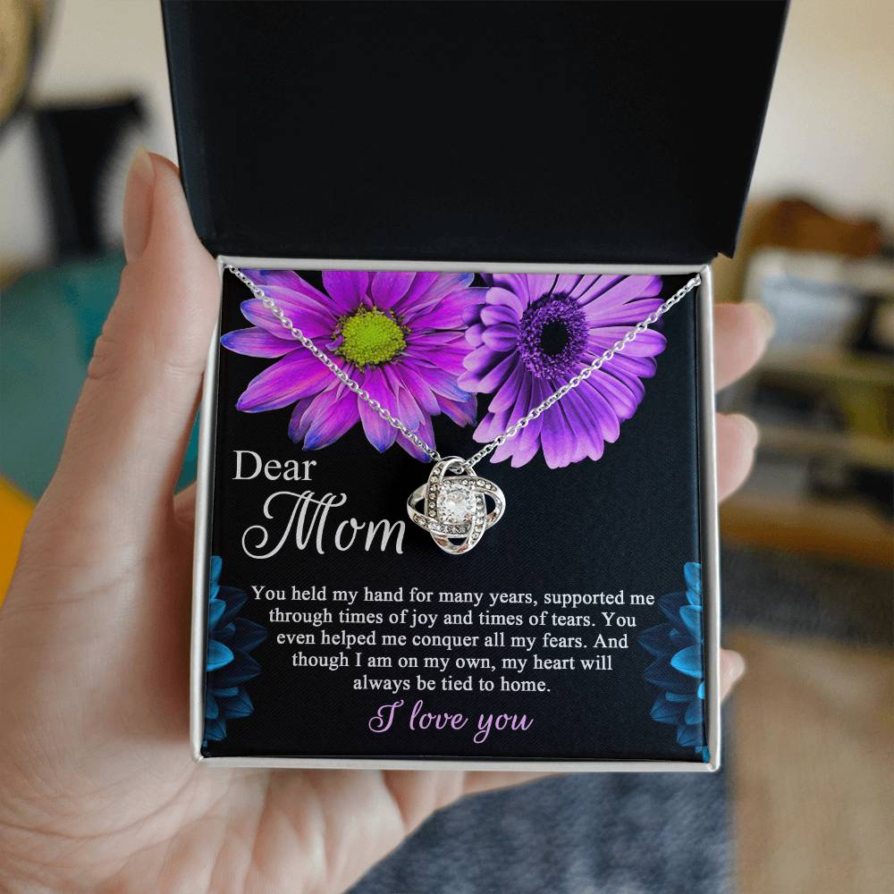 Dear Mom Love Knot Necklace Gift For Her Birthday  Anniversary, Mother's Day, Mama Necklace From Daughter, Mom Birthday Gift From Son, Necklace Jewelry With Massage Card And Elegant Box.