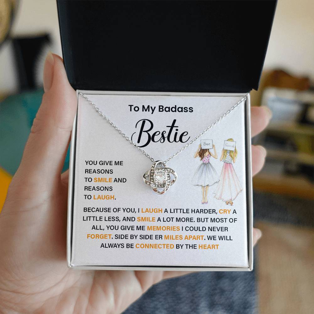Badass Bestie Necklace Gift with Heartfelt Message Card