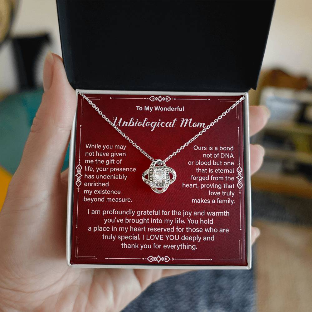 To My Wonderful Unbiological Mom, Best Necklace For Eternal Love And Gratitude Engraved Special Bond Necklace Gift Best Family By Heart Necklace Gift Best Second Mom Love Necklace Family Beyond DNA Necklace