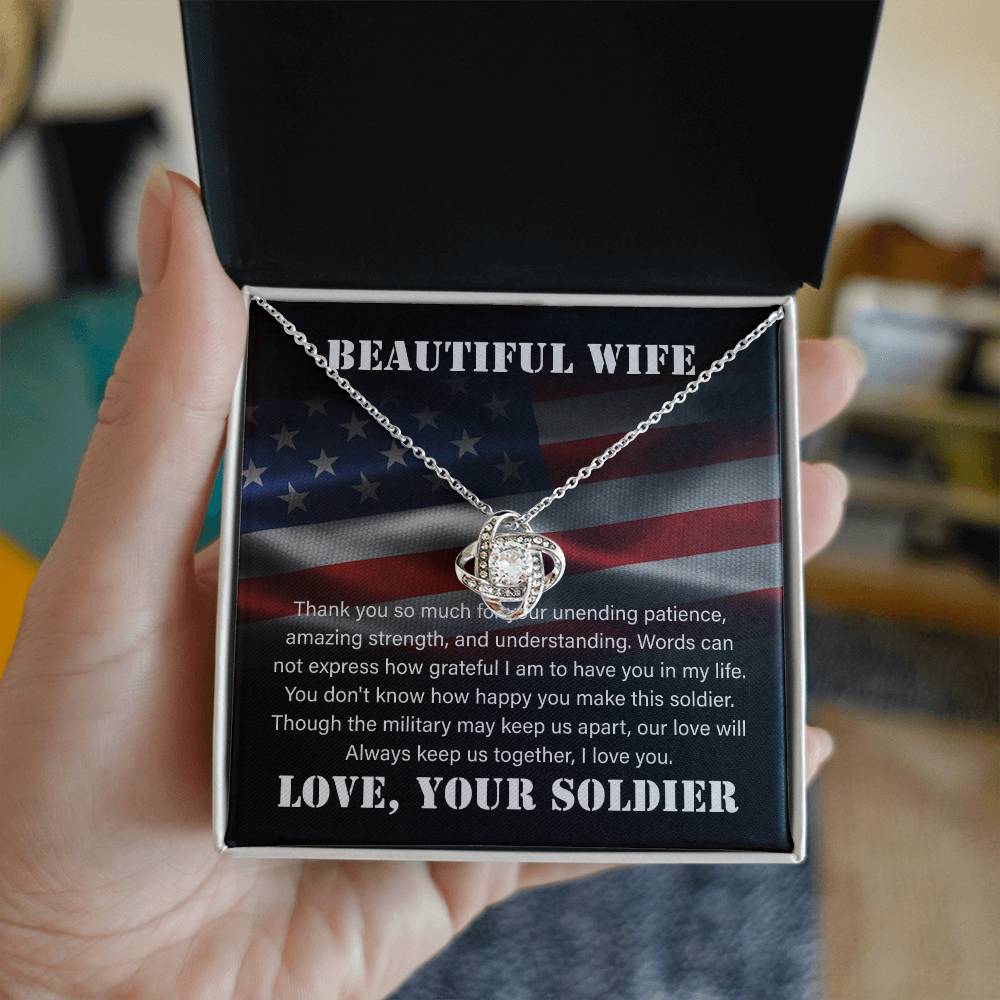 Beautiful wife Love Soldier Love knot Necklace