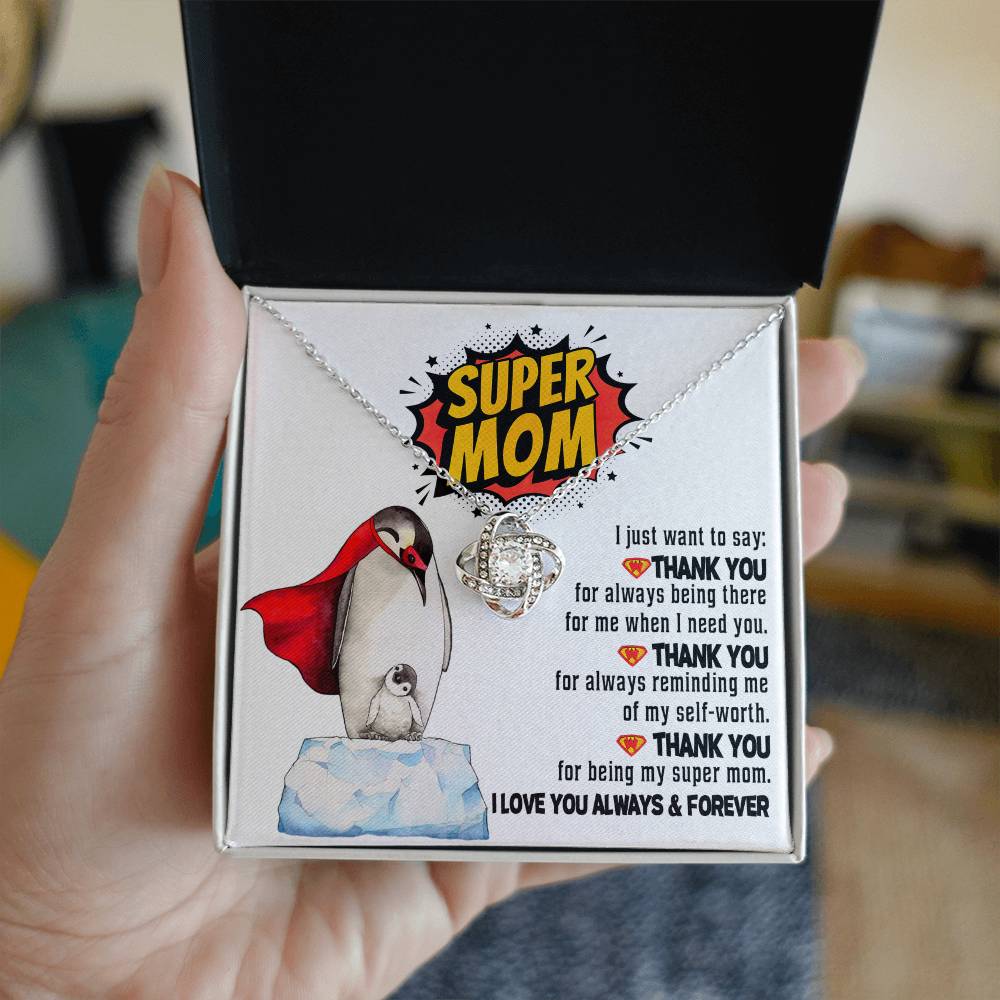 Thank You Super Mom Necklace with Heroic Message Card