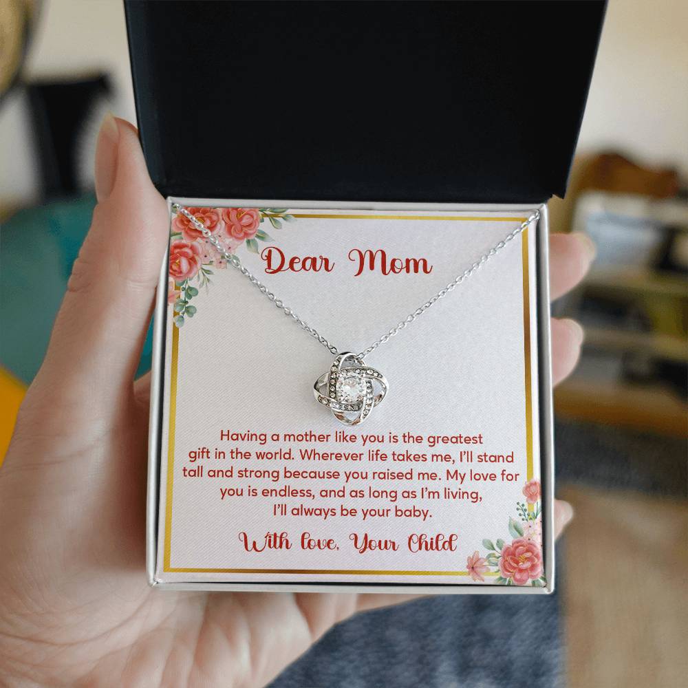 Dear Mom, Elegant Jewelry For A Cherished Bond Thoughtful Necklace For Love And Support Loving Pendant Sentimental Jewelry Loving Gift For A Cherished Heart Thank You Pendant Loving Pendant For Support Strong Jewelry For Her