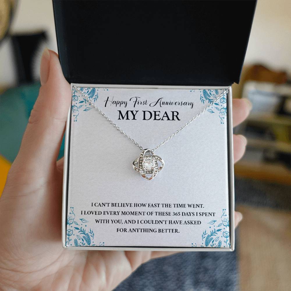 First Anniversary Necklace Gift for My Dear 365 Days of Love Message Card