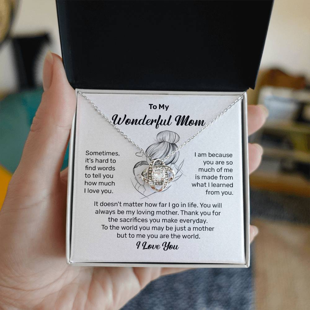 To My Wonderful Mom Heartfelt Necklace For Her Loving Jewelry For Mother's Day Thank You Gift Sentimental Necklace For Care Loving Pendant For A Cherished Bond Sentimental Pendant Appreciation Necklace For Her Thoughtful Necklace For Love And Support