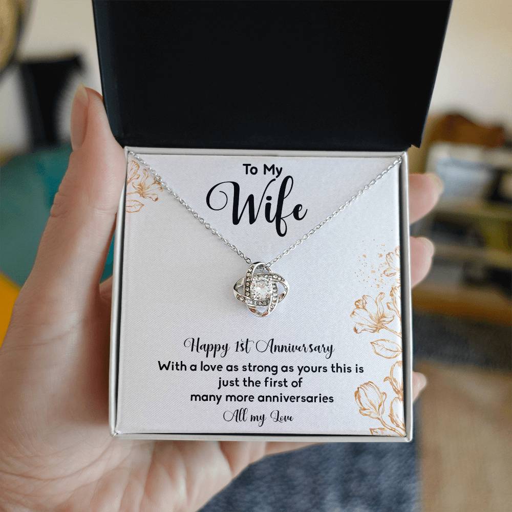 1st Anniversary Necklace Gift for Wife from Husband Message Card Box