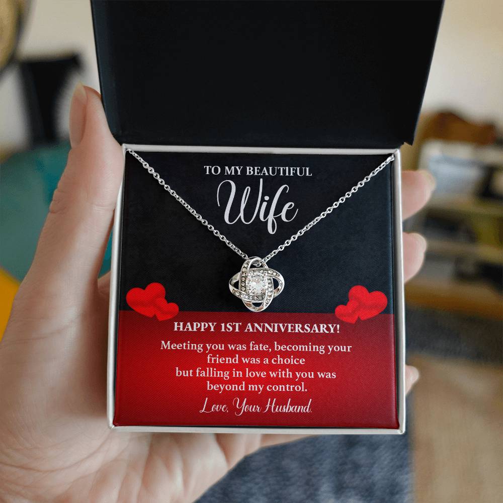 1st Anniversary Necklace for Wife Romantic Gift with Message Card