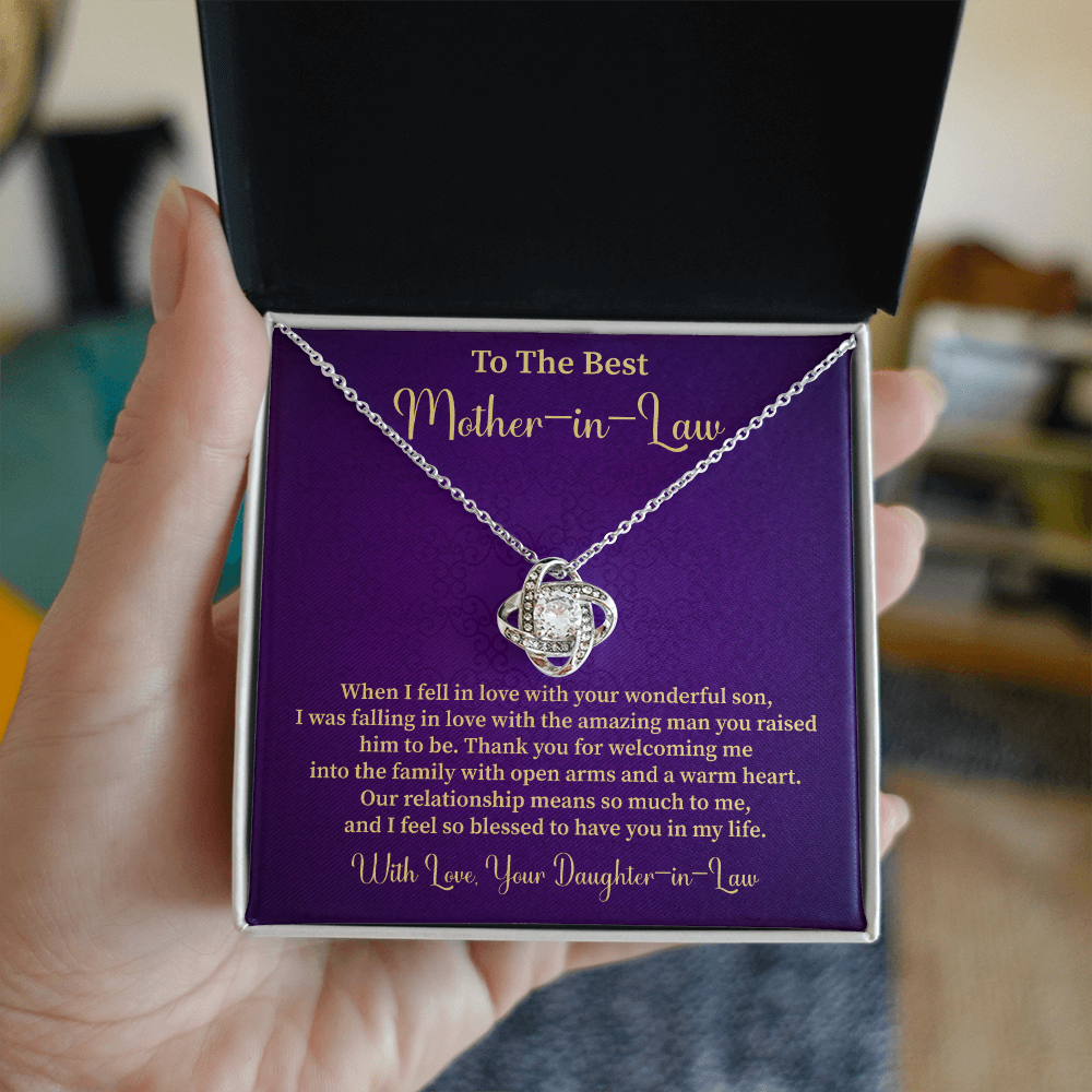 Mother-in-Law Necklace Gift from Daughter-in-Law - Pendant with Blessing Message Card