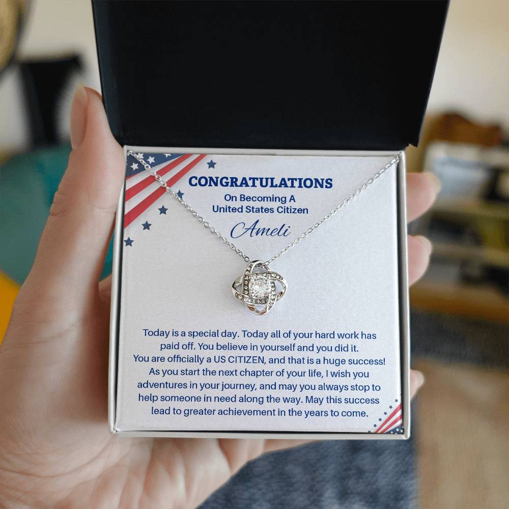 Congratulations Necklace For New U.s. Citizen Ameli Necklace For New U.s. Citizen Gift For Citizenship Achievement U.s. Citizenship Success Necklace Necklace With Citizenship Message Proud New Citizen Jewelry Necklace For First-time U.s. Citizen