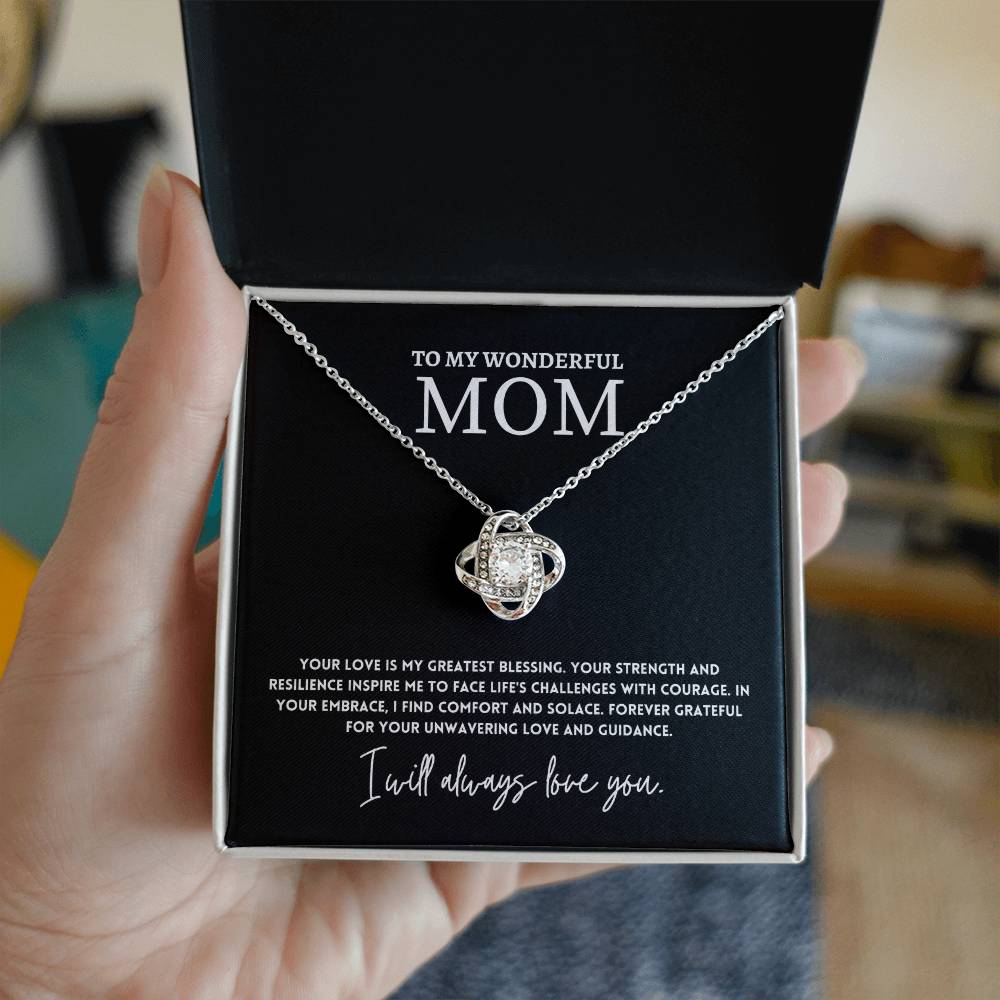 To My Wonderful Mom, Greatest Blessing Necklace Gift Love And Guidance Engraved Jewelry Best Mother's Day Unwavering Love Jewelry Gift Strength And Love Mother’s Day Jewelry Gift Unique Necklace Necklace Gift From Daughter