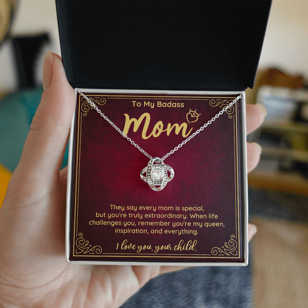 Badass Mom Necklace Gift from Daughter or Son – Fierce Queen Jewelry for Mother’s Day, Birthday