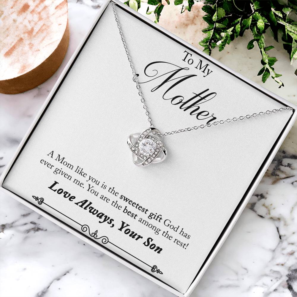 Mother Necklace Gift from Son with Heartfelt Message Card – Sweetest Gift for Mom