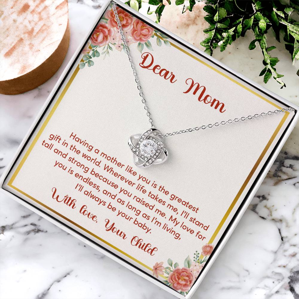 Dear Mom, Elegant Jewelry For A Cherished Bond Thoughtful Necklace For Love And Support Loving Pendant Sentimental Jewelry Loving Gift For A Cherished Heart Thank You Pendant Loving Pendant For Support Strong Jewelry For Her