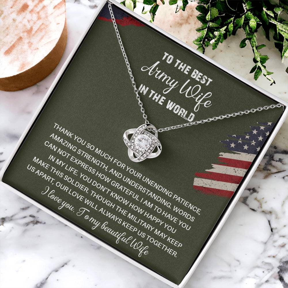 To The Best Army Wife In The World  Best Army Wife Jewelry Unwavering Support Necklace Thank You Jewelry For Wives Unique Gift For Military Spouses My Beautiful Wife Jewelry Romantic Gift For Army Wives Meaningful Gift For Military Wives