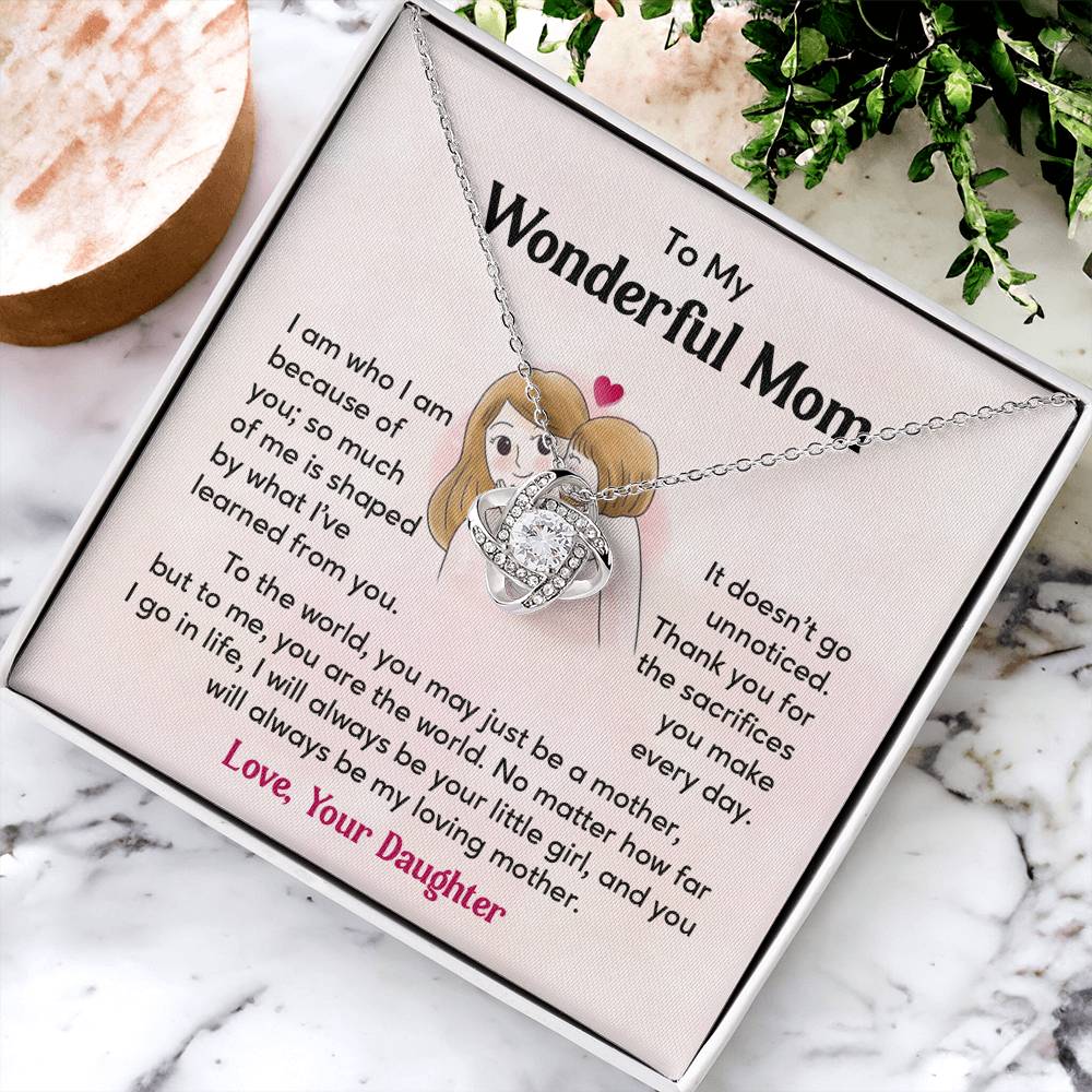 To My Wonderful Mom, Wonderful Mom Pendant Heartfelt Necklace For Her Thank You Gift For Sacrifice Sentimental Necklace For Love Loving Pendant Sentimental Pendant Appreciation Necklace For Her Special Pendant For A Mother Love Loving Pendant For Support