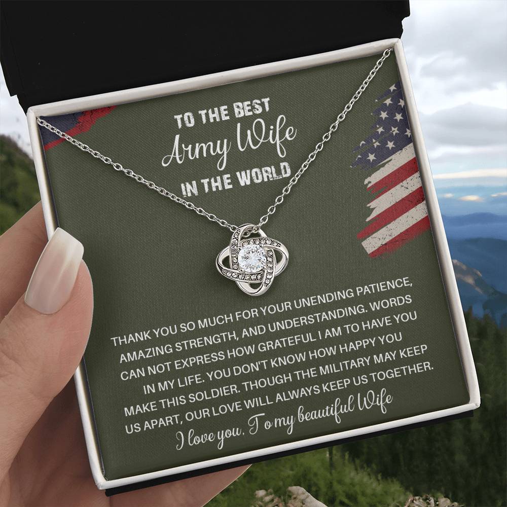 To The Best Army Wife In The World  Best Army Wife Jewelry Unwavering Support Necklace Thank You Jewelry For Wives Unique Gift For Military Spouses My Beautiful Wife Jewelry Romantic Gift For Army Wives Meaningful Gift For Military Wives