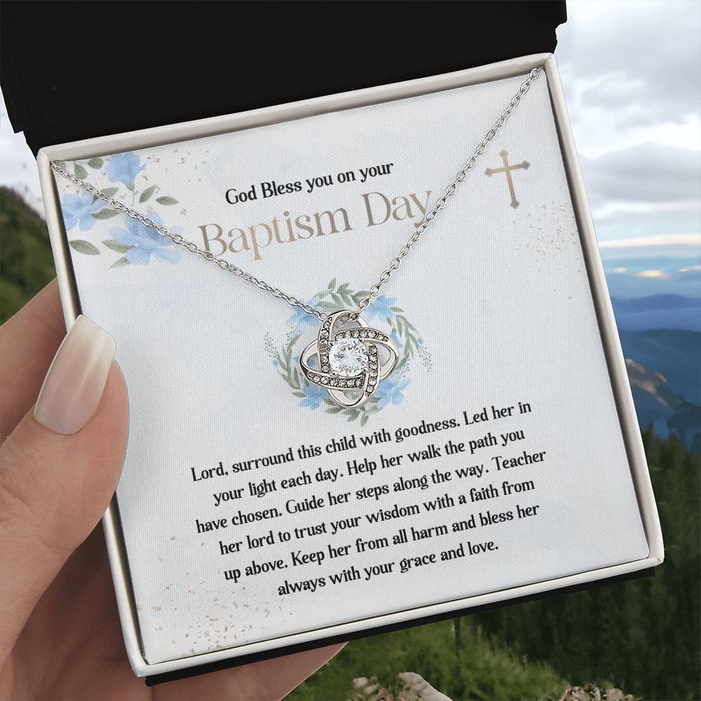 Baptism Necklace Gift for Girl with Message Card