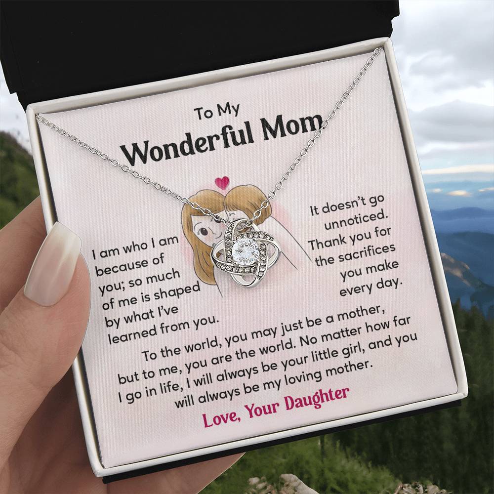 To My Wonderful Mom, Wonderful Mom Pendant Heartfelt Necklace For Her Thank You Gift For Sacrifice Sentimental Necklace For Love Loving Pendant Sentimental Pendant Appreciation Necklace For Her Special Pendant For A Mother Love Loving Pendant For Support