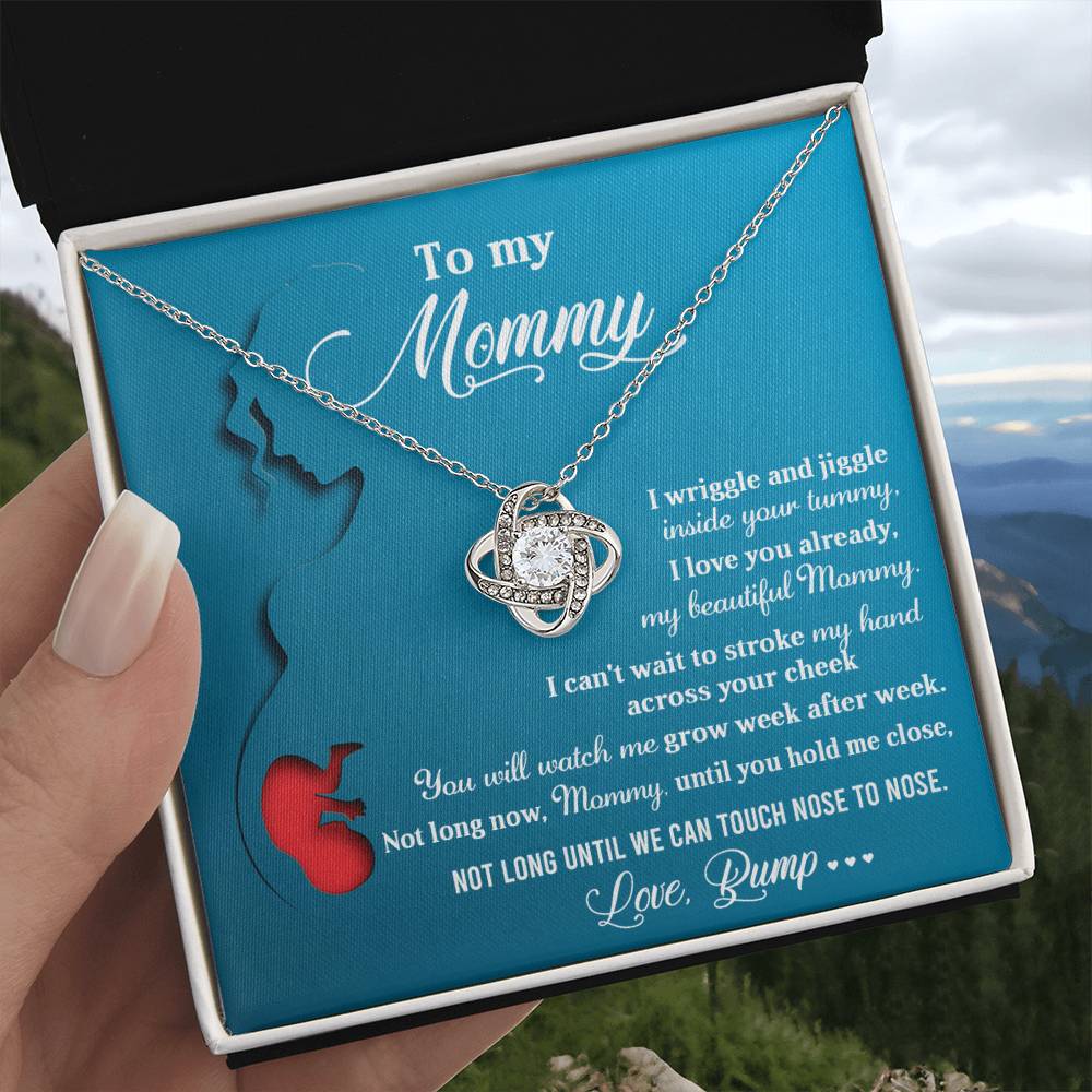 To My Mommy Necklace For Mothe's Day Jewelry For Mom, Gift For Mommy From Baby Bump, Pregnancy Gift For Mommy Love Knot Necklace With Meaningful Message Card And Box.