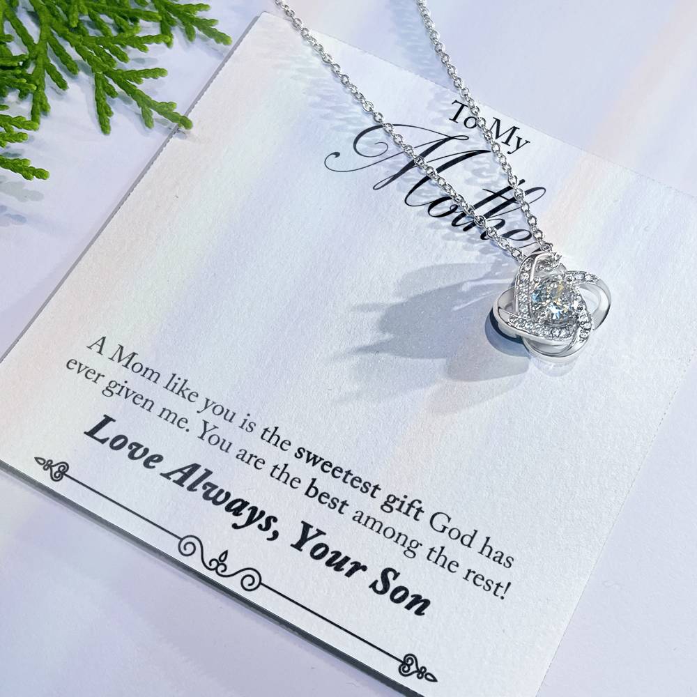 Mother Necklace Gift from Son with Heartfelt Message Card – Sweetest Gift for Mom