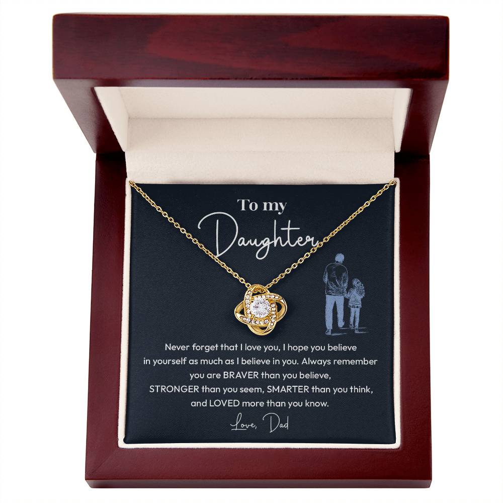Daughter Necklace from Dad – Braver Smarter Loved Jewelry Gift
