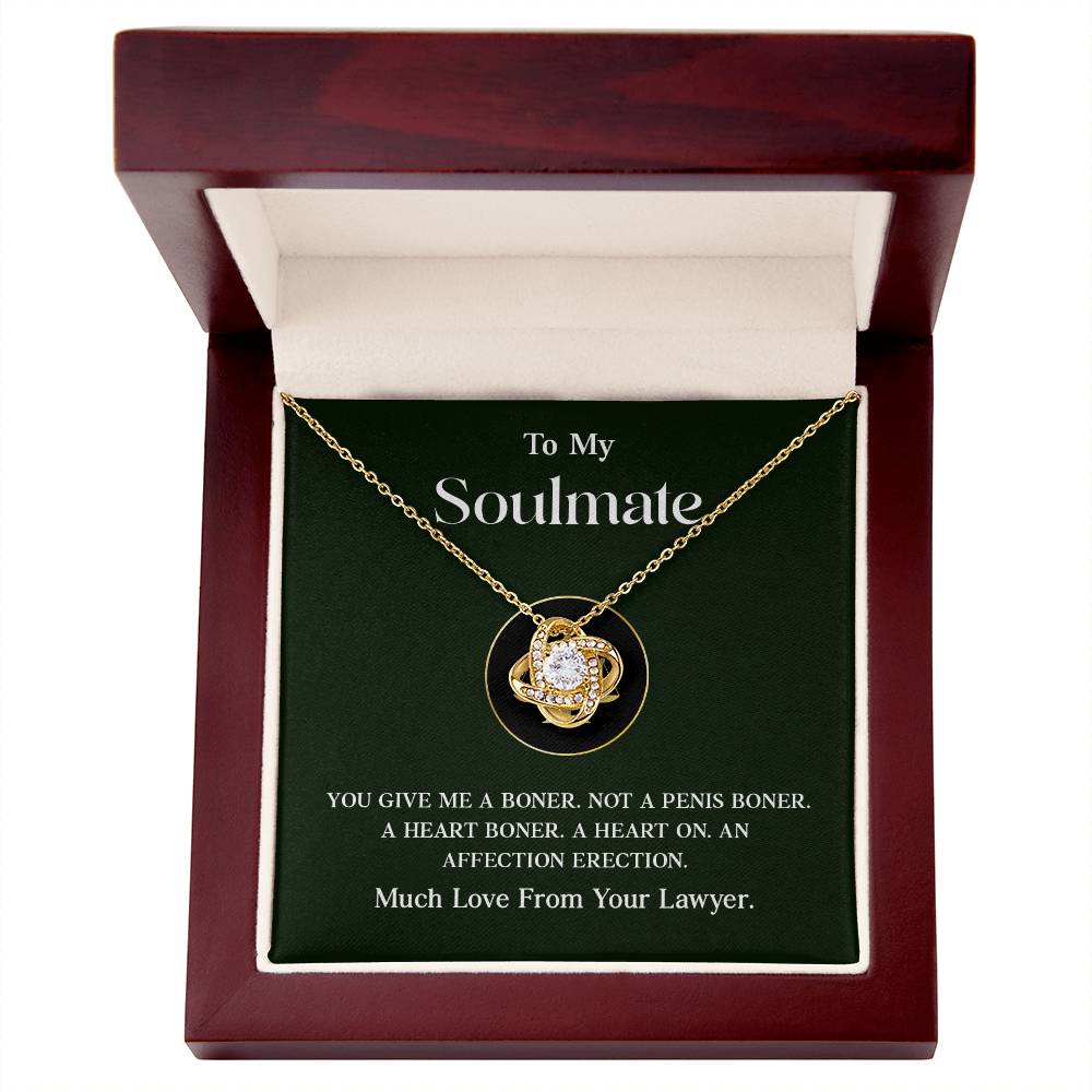 Funny Soulmate Necklace Gift from Lawyer Love Knot Box