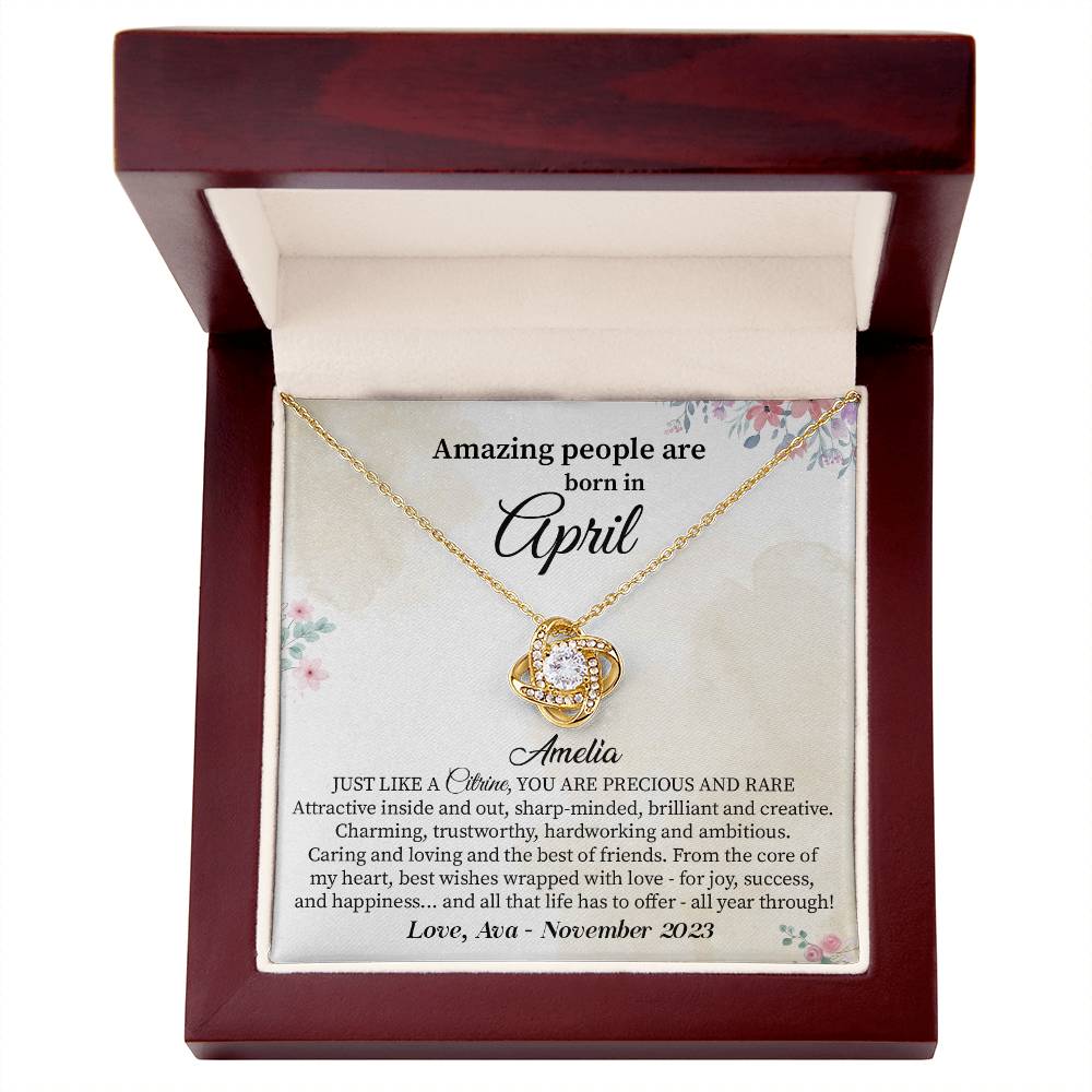 April Birthday Gift for Her – Citrine Message Necklace