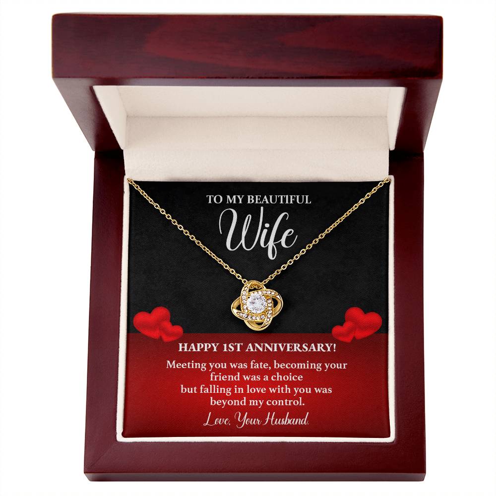1st Anniversary Necklace for Wife Romantic Gift with Message Card
