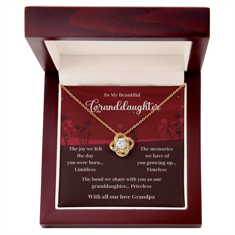 Granddaughter Necklace Gift from Grandpa with Message Card