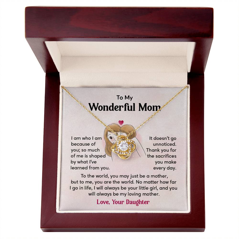 To My Wonderful Mom, Wonderful Mom Pendant Heartfelt Necklace For Her Thank You Gift For Sacrifice Sentimental Necklace For Love Loving Pendant Sentimental Pendant Appreciation Necklace For Her Special Pendant For A Mother Love Loving Pendant For Support