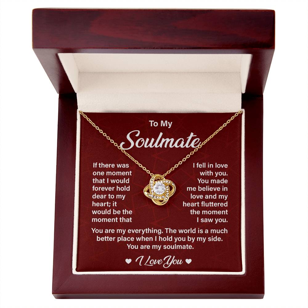 Soulmate Necklace Gift for Her with Love Quote