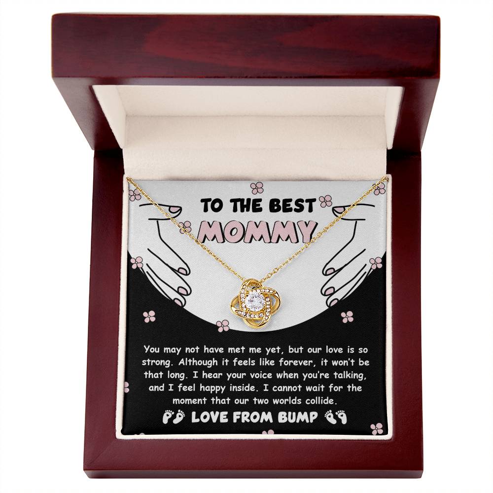 To My Best Mommy  Necklace For Mothe's Day Jewelry For Mom, Gift For Mommy From Baby Bump, Pregnancy Gift For Mommy 925 Silver Necklace Love Knot Necklace With Meaningful Message Card And Box.