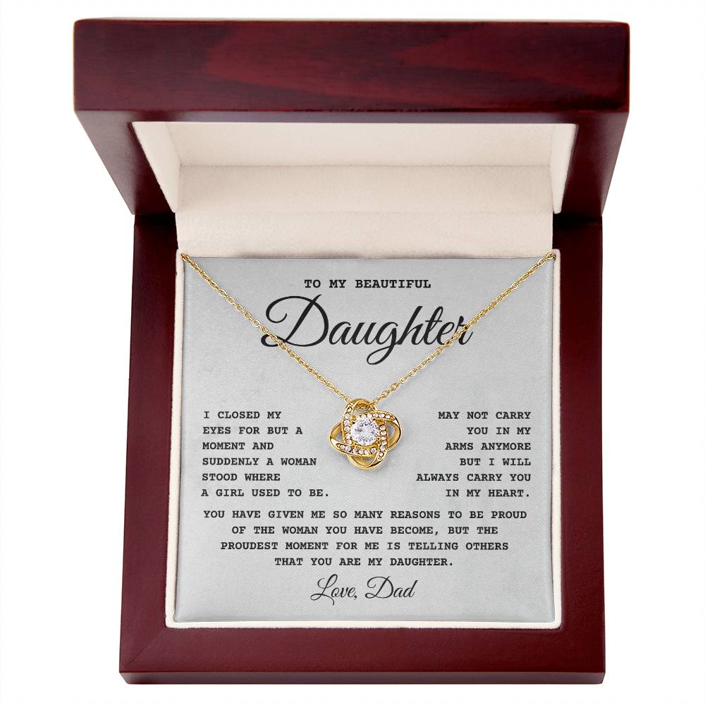 Daughter Necklace Gift from Dad – Message Card Jewelry Box